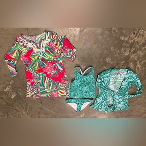Lilly Pulitzer bathing suit and matching cover up plus a bonus cover up.
